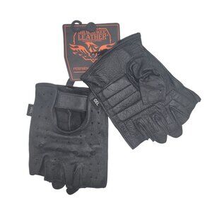 Milwaukee Leather Black Fingerless Motorcycle Gloves XL With Gel Padding SH-195